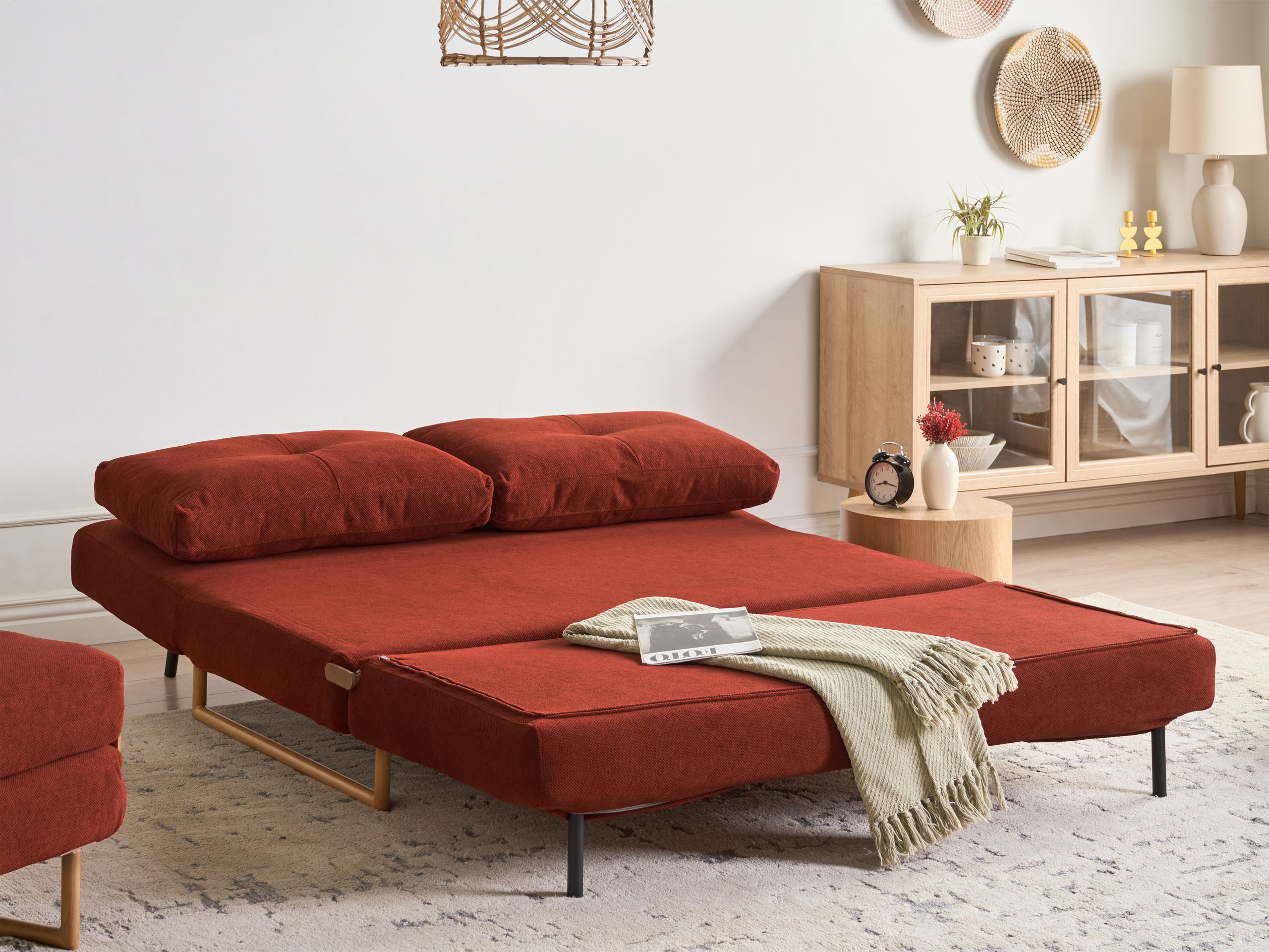Sofa rozkładana dla 3 osób JERSLEV  Czerwony - obrazek 4