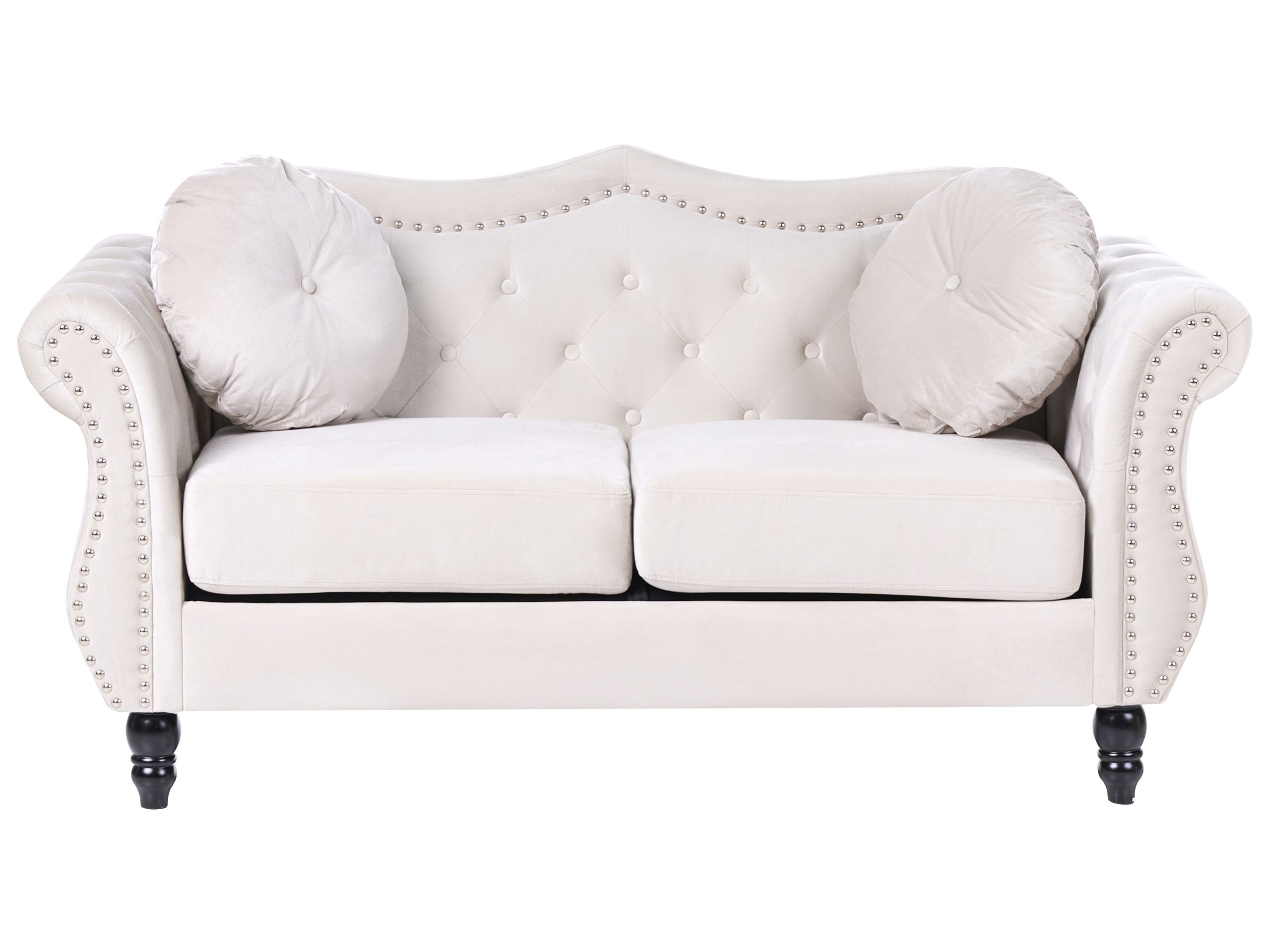 Sofa dla 2 osób SKIEN Welur Jasnobeżowy