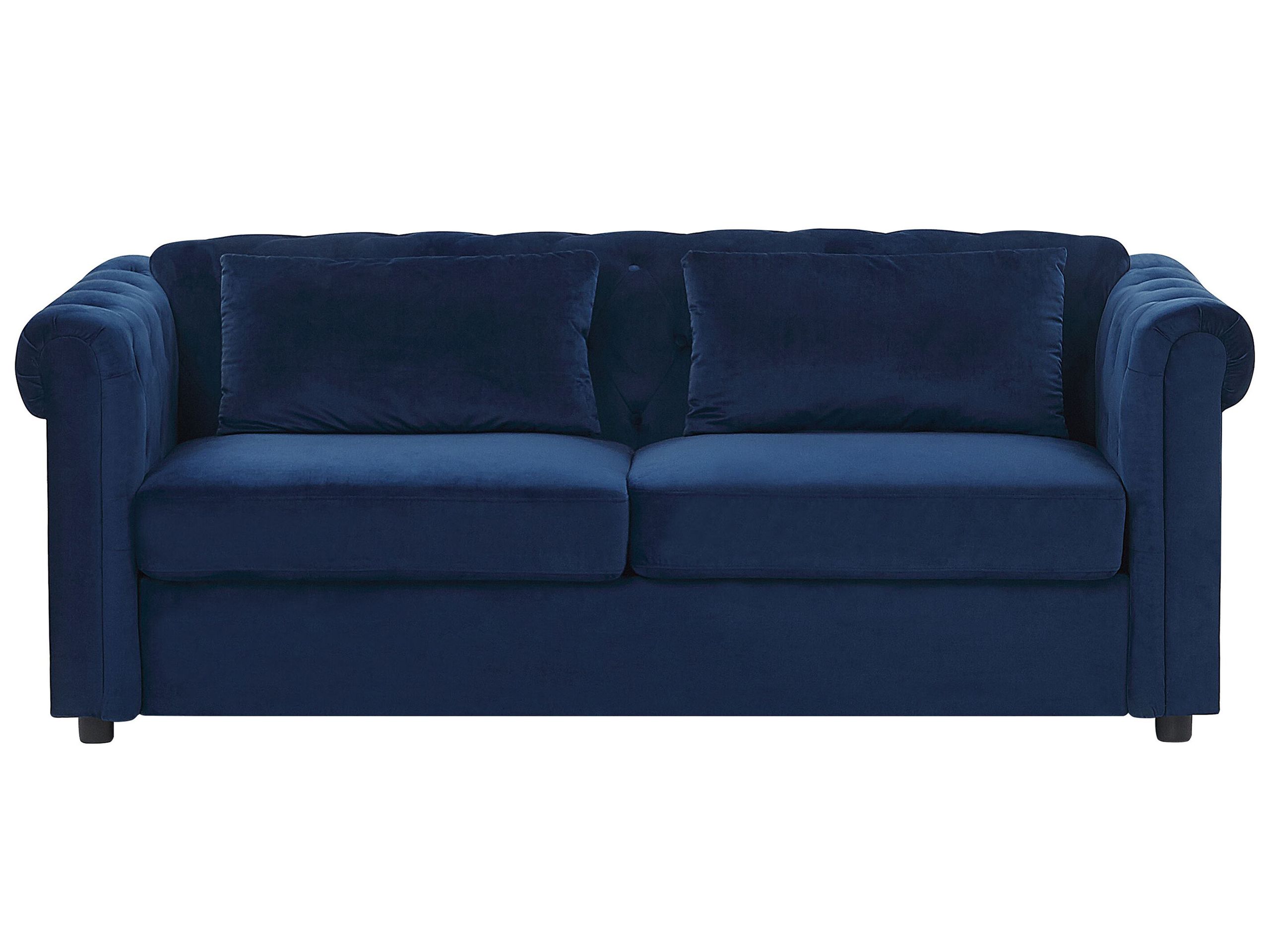 Sofa rozkładana dla 3 osób CHESTERFIELD Welur Niebieski