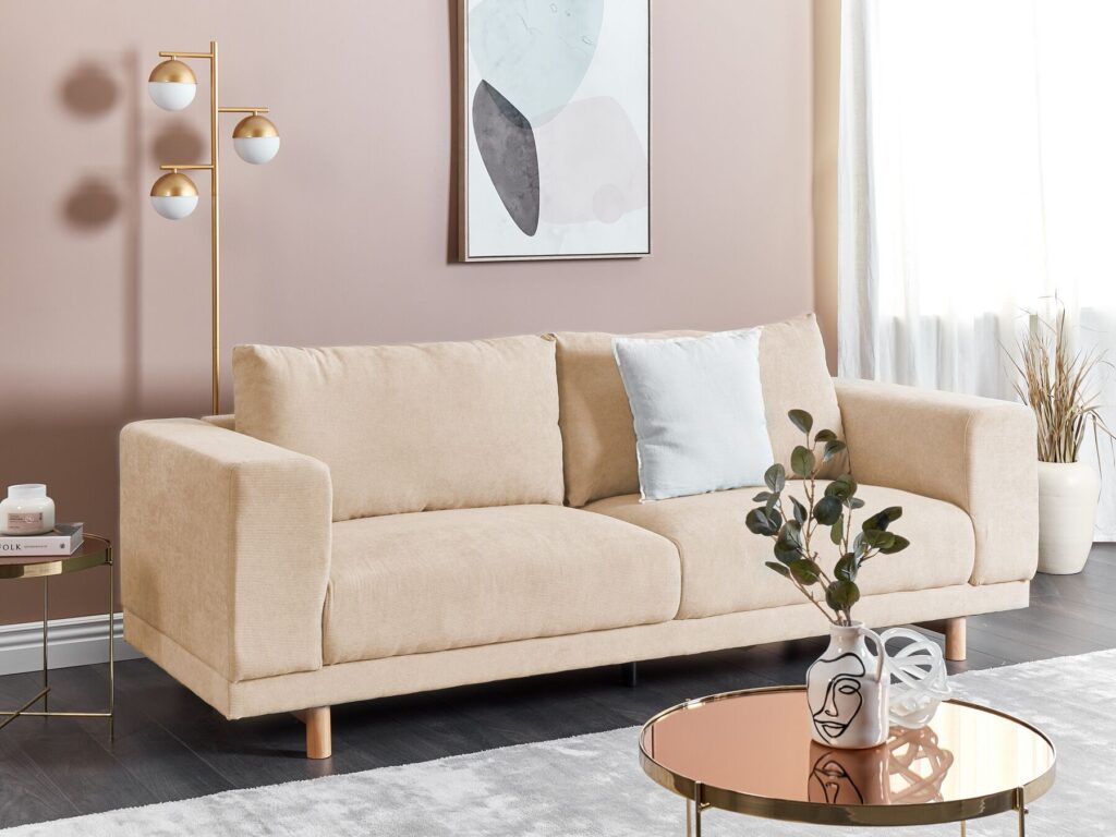 Sofa dla 3 osób NIVALA Sztruks Beżowy - obrazek 2