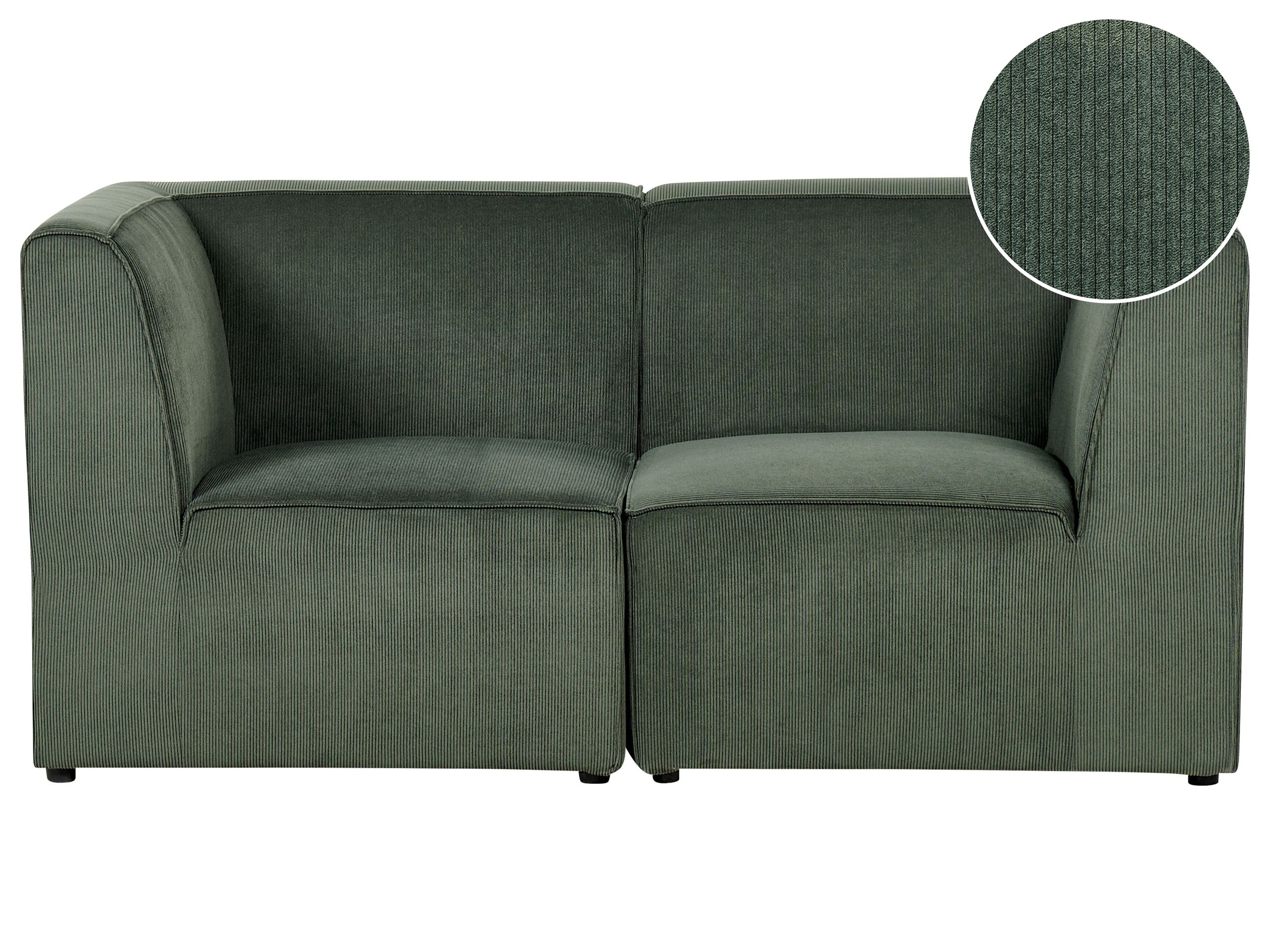 Sofa modułowa dla 2 osób LEMVIG Sztruks Ciemnozielony
