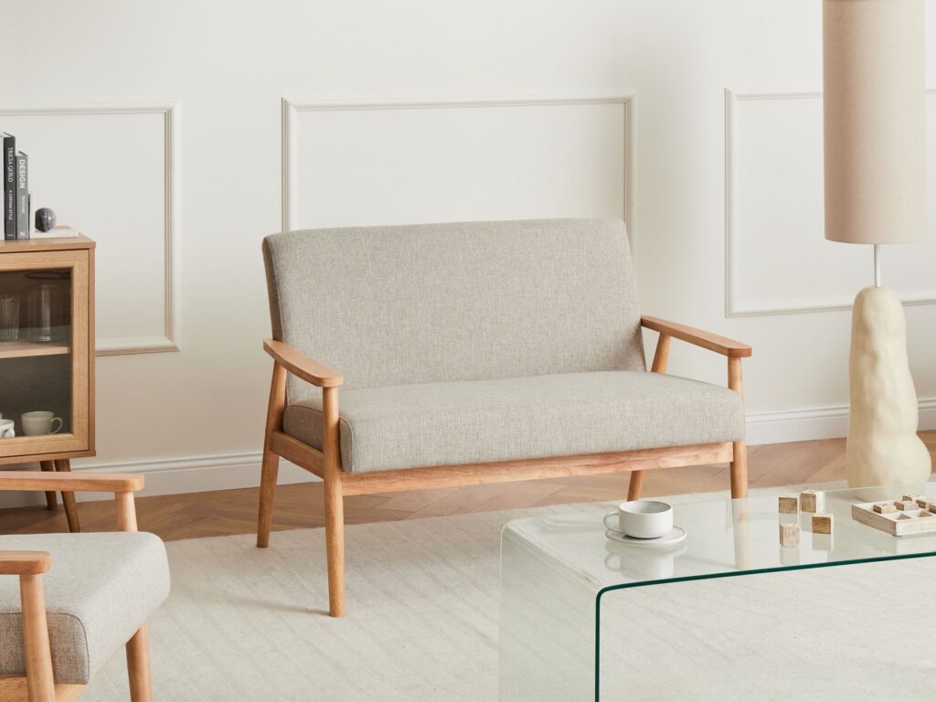 Sofa dla 2 osób ESRUM Jasny brąz/ szary - obrazek 2