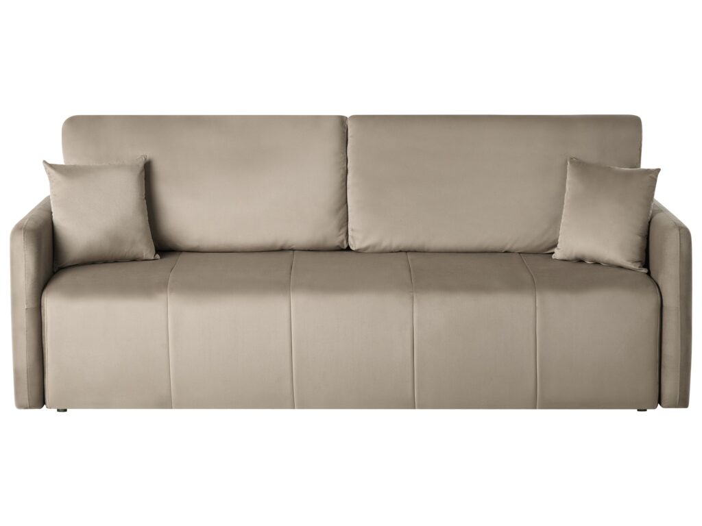 Sofa rozkładana dla 3 osób EGGE Welur Beżowoszary