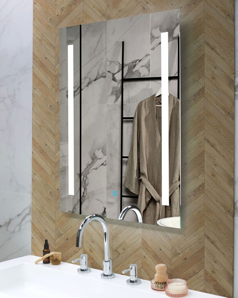 Lustro łazienkowe LED MARTINET 60 cm 80 cm Srebrny - obrazek 2