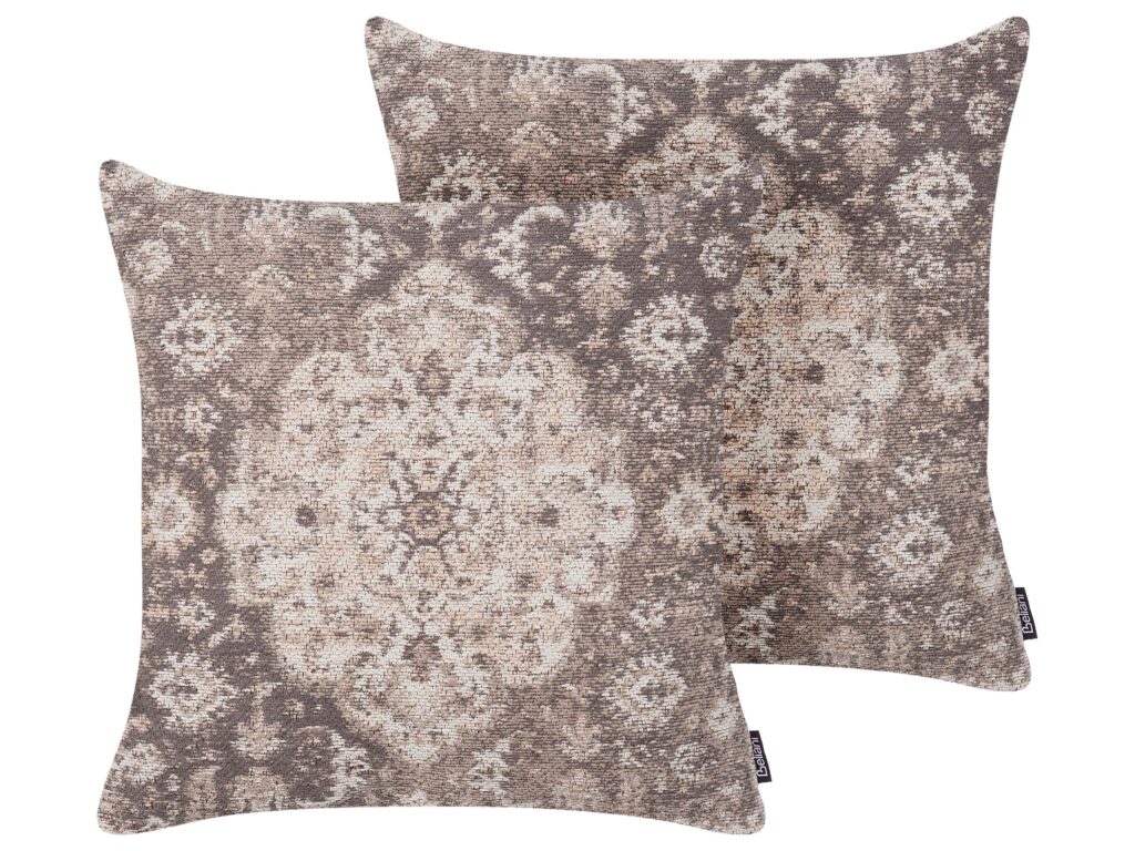 Zestaw 2 poduszek dekoracyjnych MIMISAL Bawełna 45 x 45 cm Brązowy Wzór orientalny