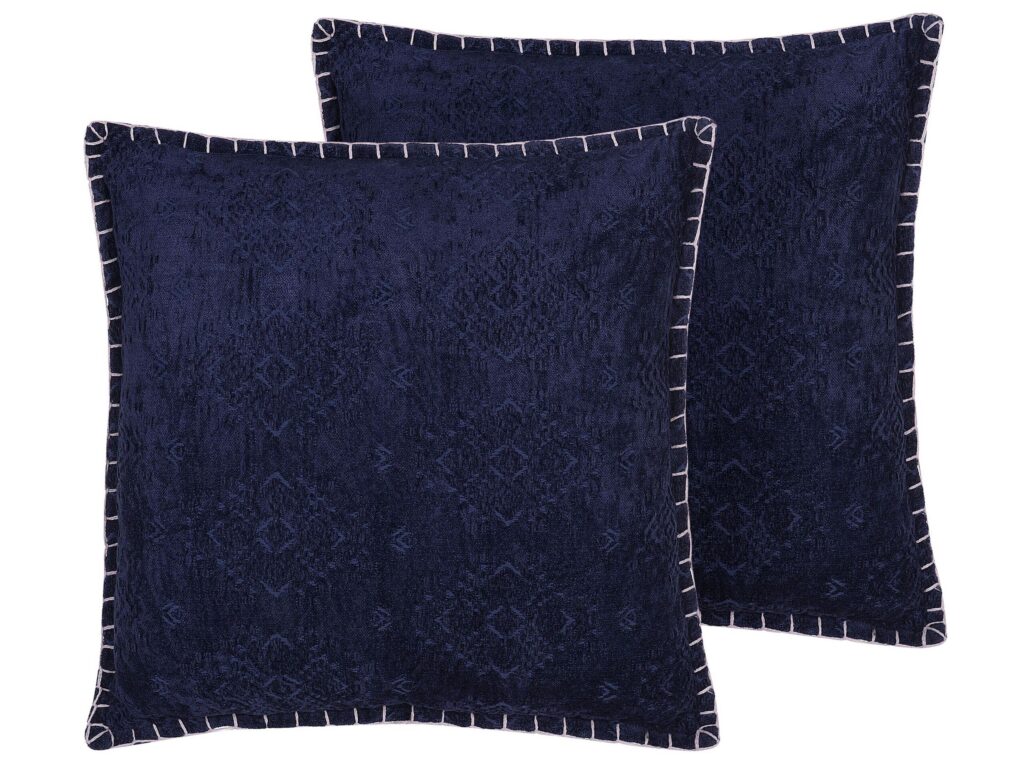 Zestaw 2 poduszek dekoracyjnych MELUR 45 x 45 cm Ciemnoniebieski Ikat