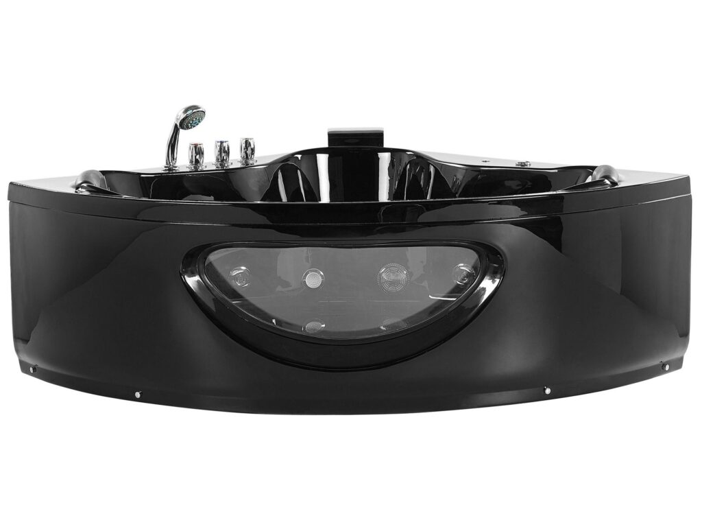Wanna narożna z hydromasażem LED TOCOA 190 x 150 cm Czarny