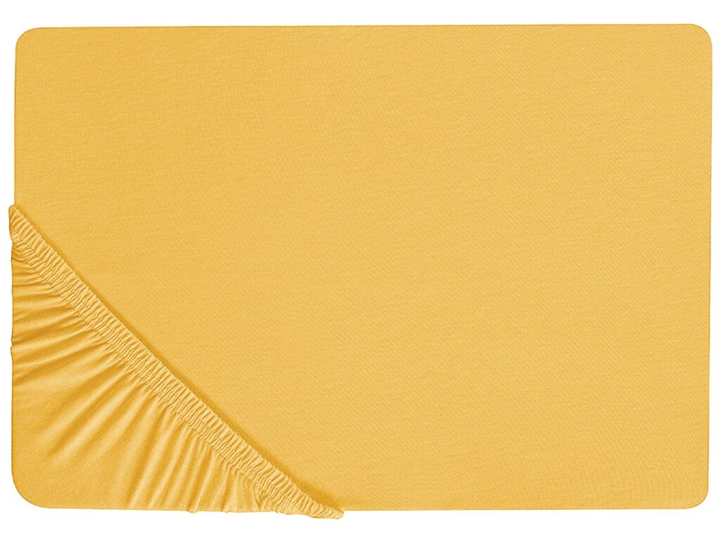 Prześcieradło z gumką JANBU Bawełna 140 x 200 cm Musztardowy