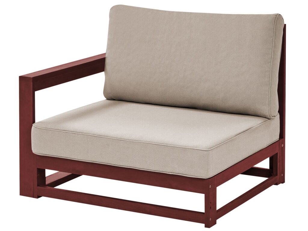 Sofa ogrodowa dla 2 osób TIMOR Modułowy Certyfikowane drewno akacjowe Bordowy - obrazek 4