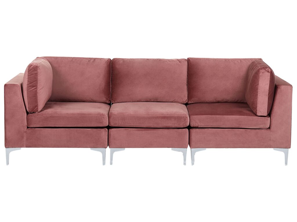 Sofa modułowa dla 3 osób EVJA Welur Różowy