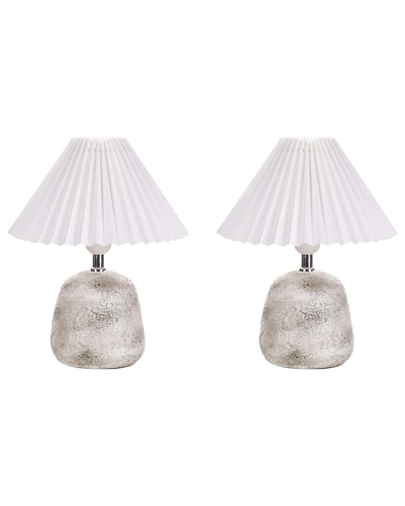 Zestaw 2 lamp stołowych ZEYI Ceramika Biały