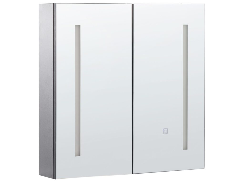 Szafka łazienkowa wisząca z lustrem LED CHABUNCO 60 cm 60 cm Czarny