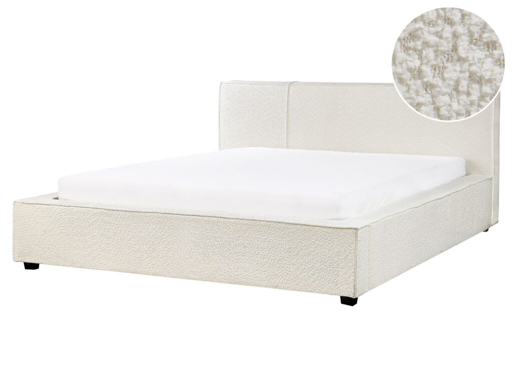 Łóżko Boucle MIRANDE 160 x 200 cm Złamana biel