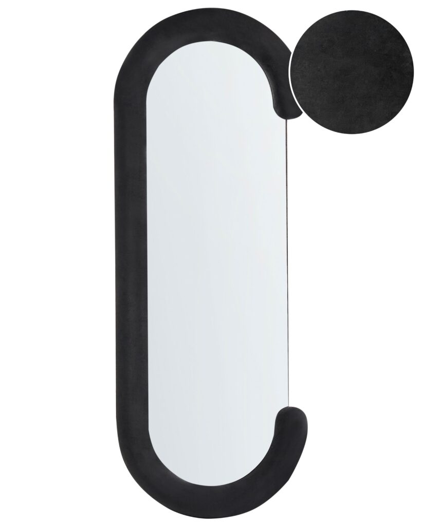 Lustro ścienne LOCHES 54 cm 158 cm Welur Czarny
