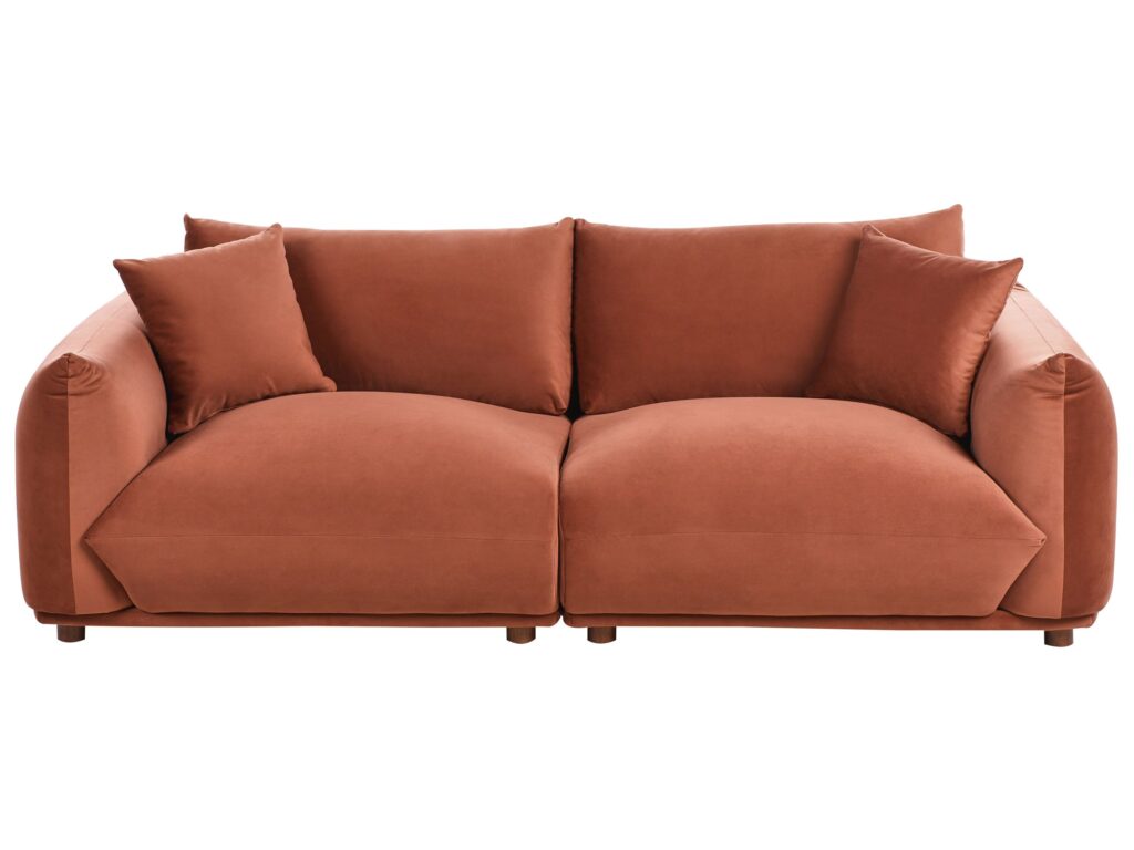 Sofa dla 3 osób LUVOS Welur Złoty brąz