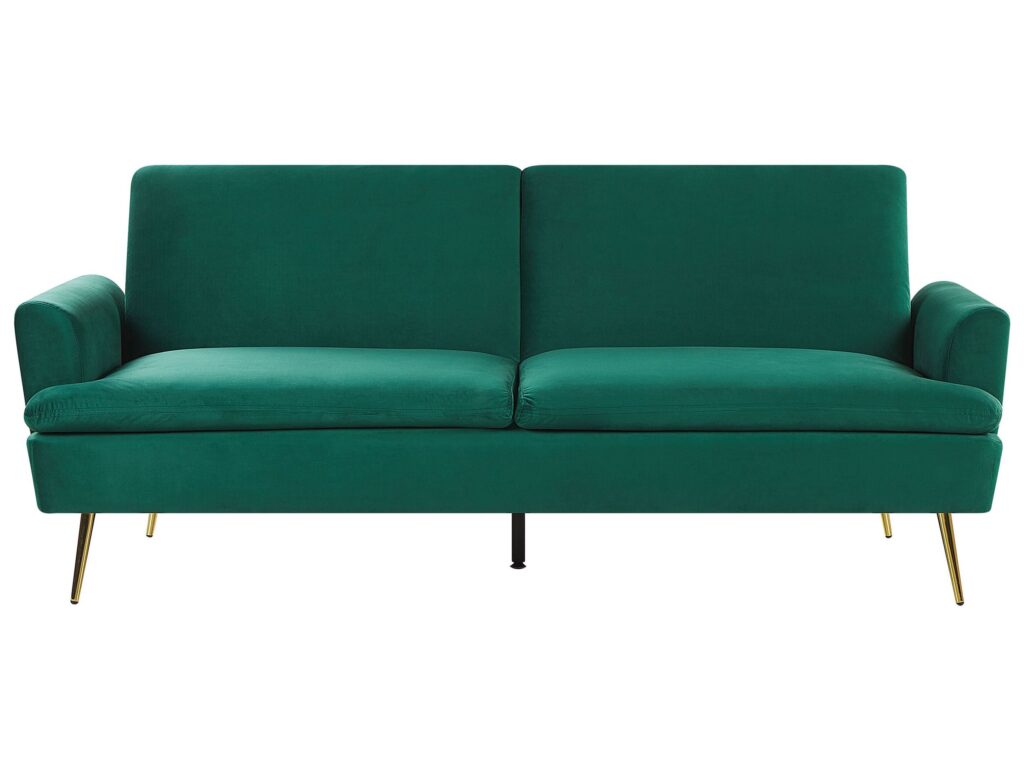 Sofa rozkładana dla 3 osób VETTRE Welur Ciemnozielony