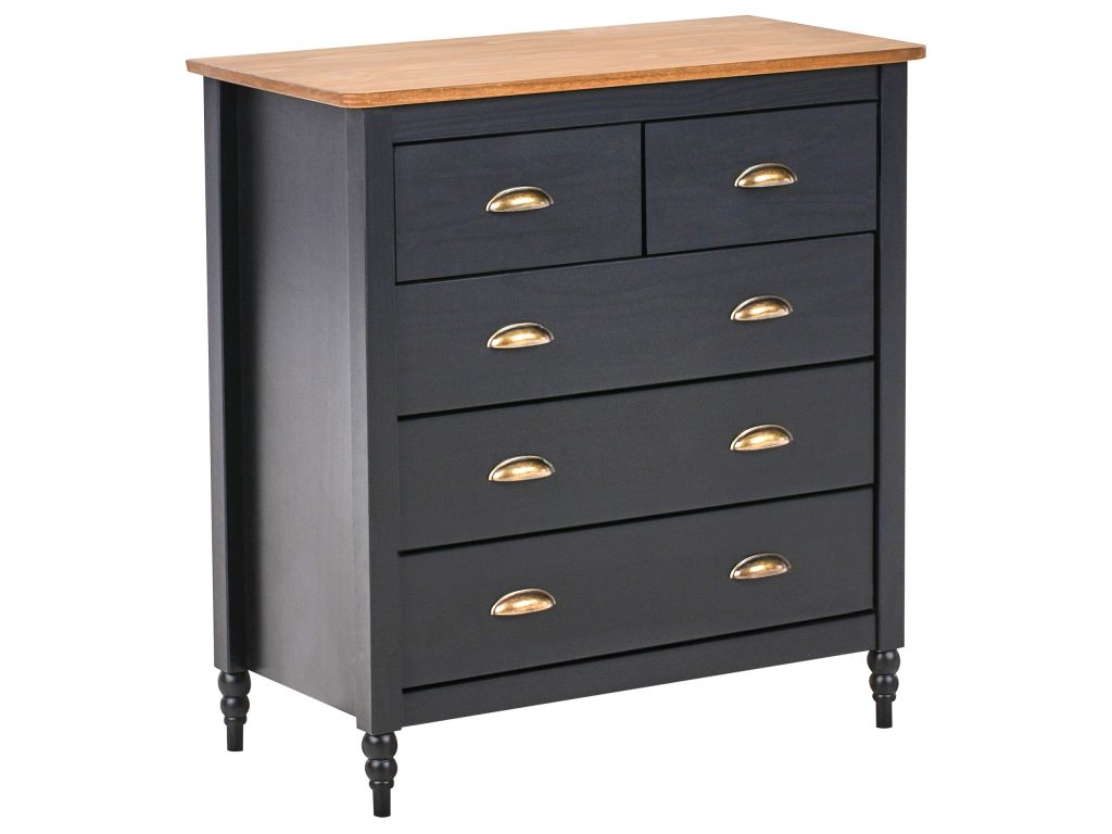 Komoda 5 szuflad SHILLINGTON Drewno sosnowe Czarny
