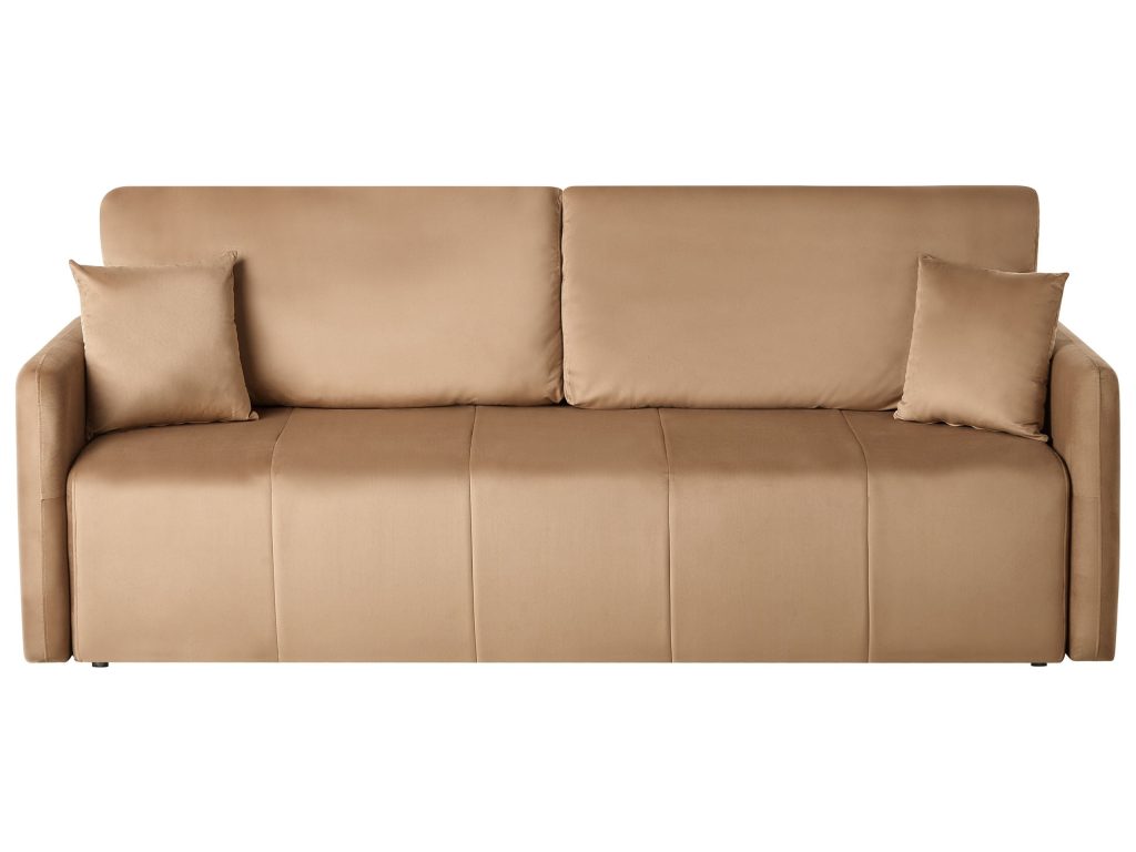 Sofa rozkładana dla 3 osób EGGE Welur Jasnobrązowy