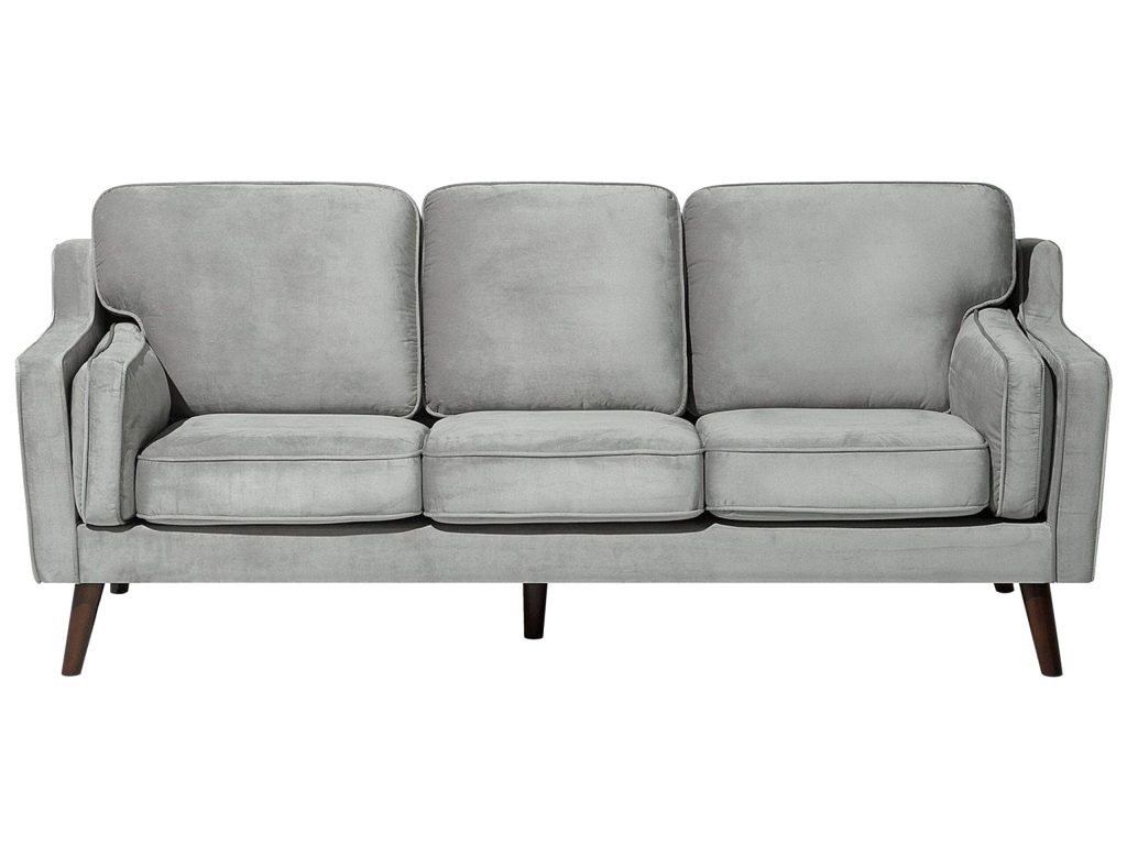 Sofa dla 3 osób LOKKA Welur Jasnoszary