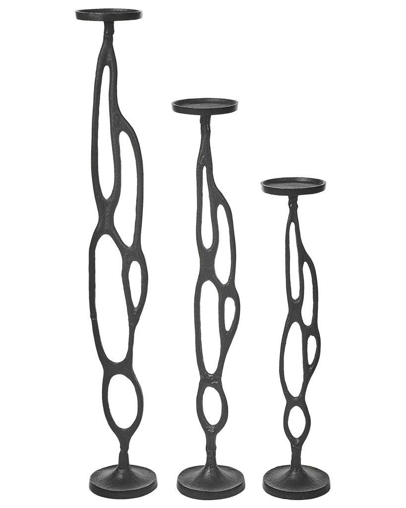 Zestaw 3 świeczników BUNI Metal 54/68/84 cm Czarny