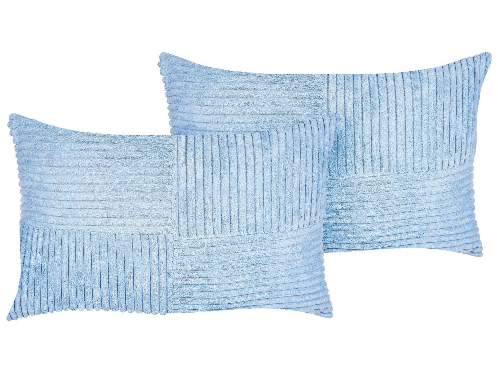 Zestaw 2 poduszek dekoracyjnych MILLET Sztruks 30 x 50 cm Niebieski Wzór geometryczny