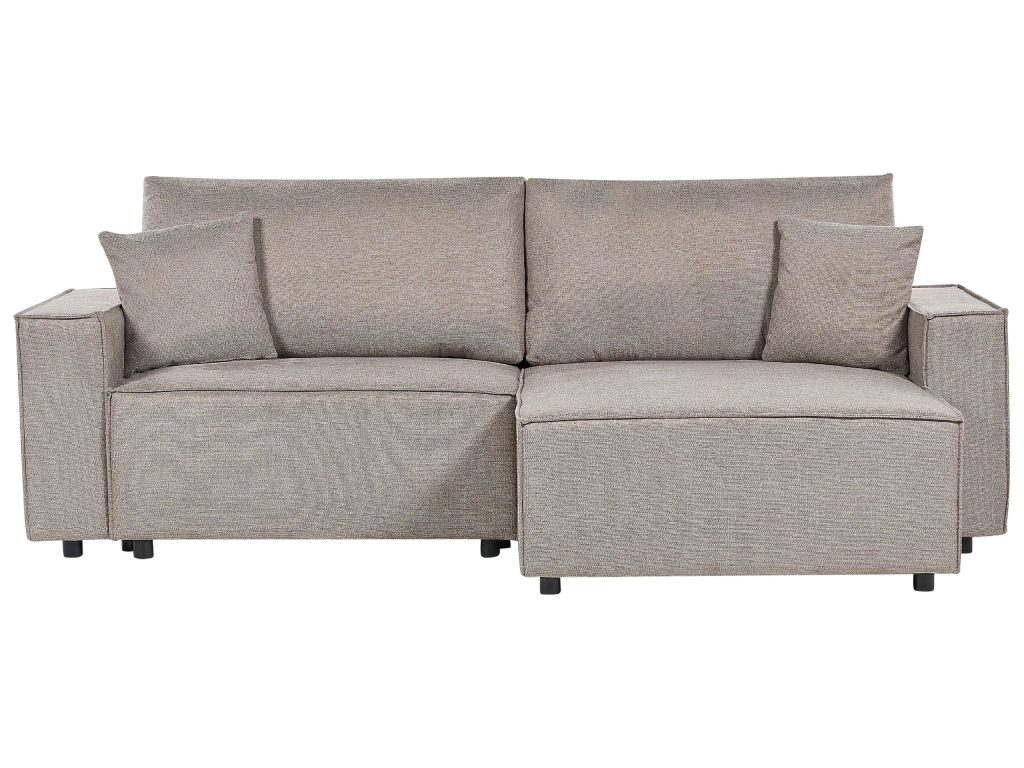 Sofa rozkładana dla 3 osób KARILA  Beżowoszary ze schowkiem Lewostronny