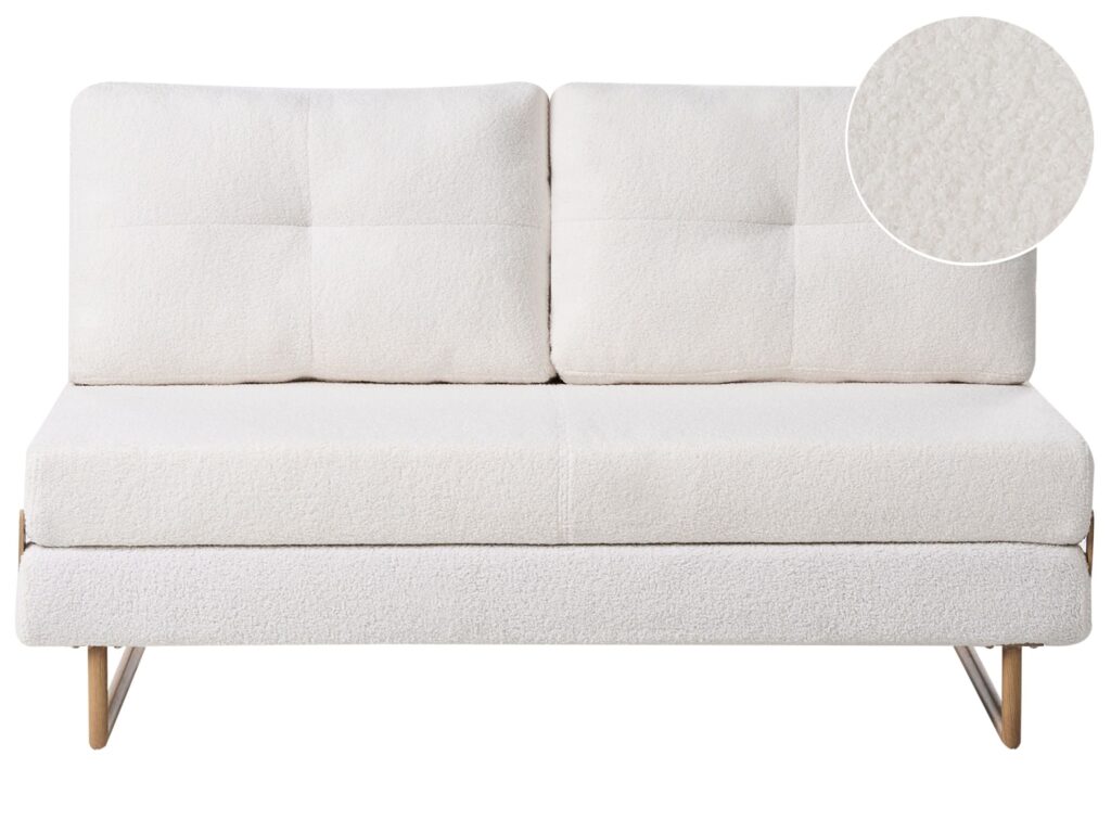 Sofa rozkładana dla 3 osób JERSLEV Boucle Złamana biel