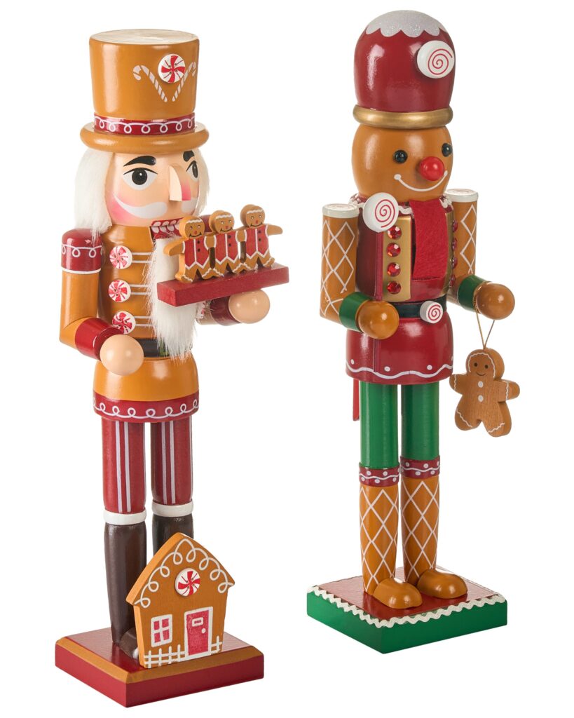 Zestaw 2 figurek dekoracyjnych GRANSJON Dziadek do orzechów 35 cm Pomarańczowy