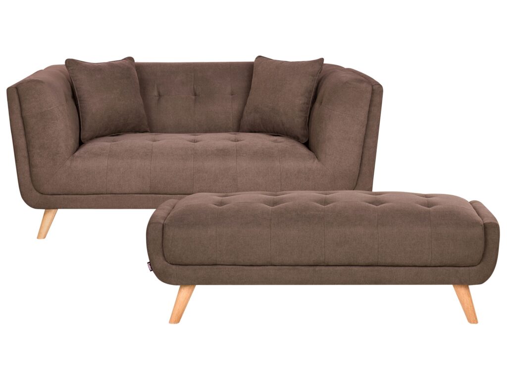 Sofa dla 2 osób HABO Ciemnobrązowy z otomaną