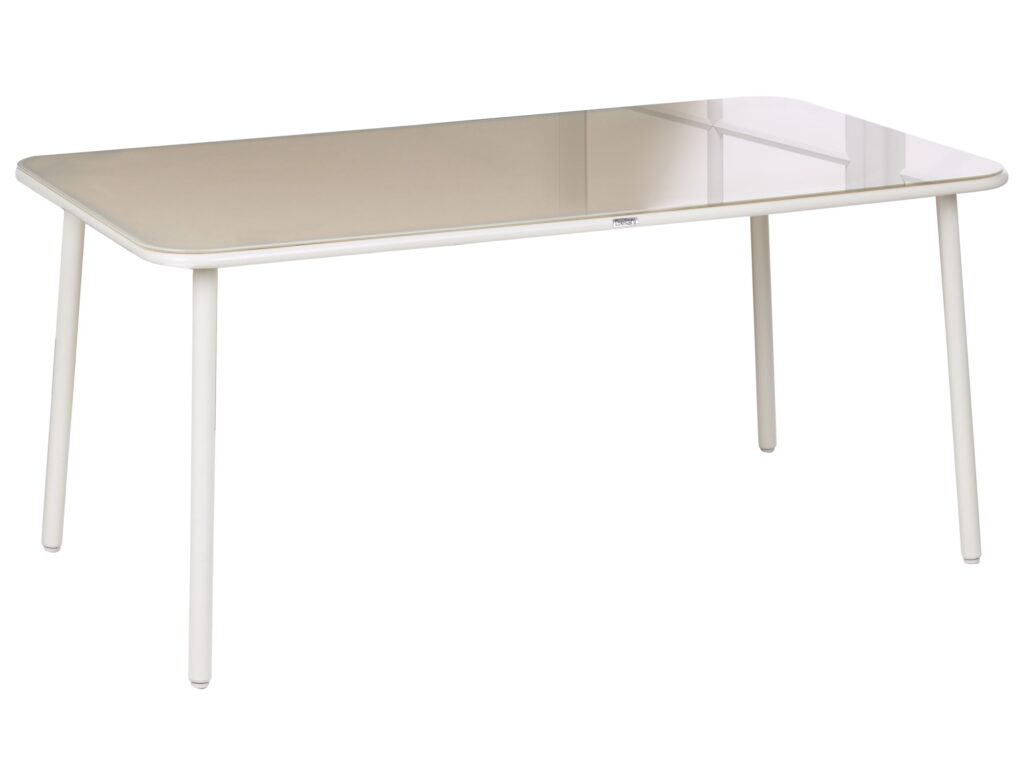 Stół ogrodowy CARAVINO 160 cm 90 cm Metal Jasnobeżowy