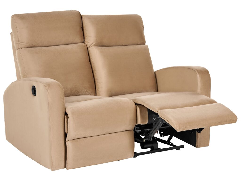 Sofa z elektryczną funkcją relaksu dla 2 osób VERDAL Welur Jasnobrązowy