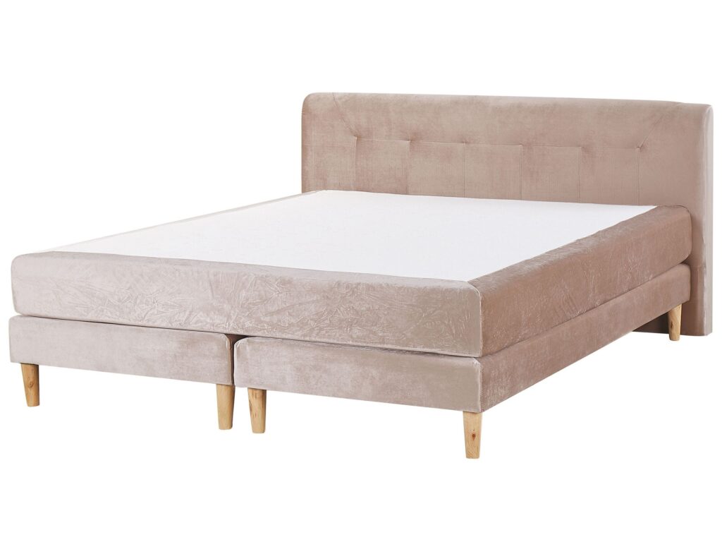 Łóżko kontynentalne Welur MARQUISE 180 x 200 cm Beżowy