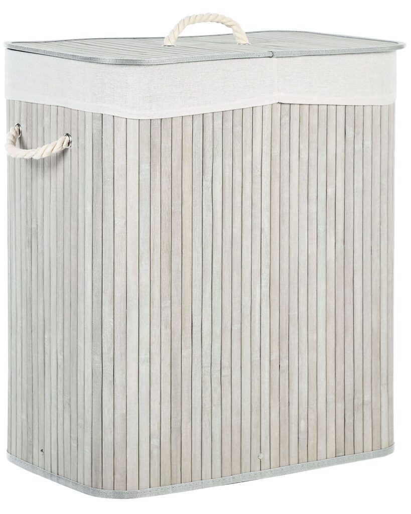 Kosz KANDY Drewno bambusowe Jasnoszary 100 L