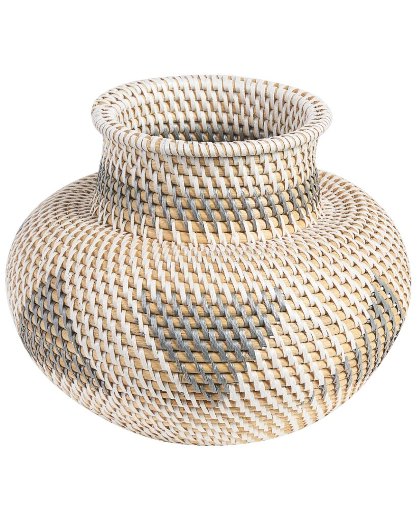 Wazon dekoracyjny ASAHAN Rattan 22 cm Naturalny