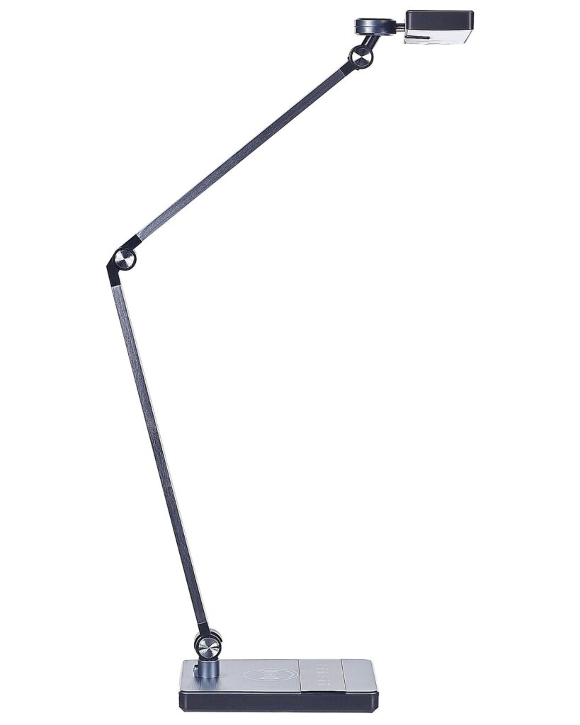 Lampa biurkowa LED LACERTA Z ładowarką indukcyjną Metal Czarny