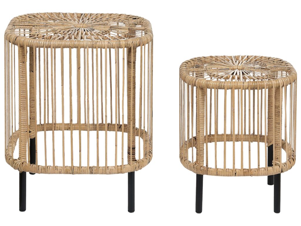 Zestaw 2 stolików kawowych CESENATICO Rattan Naturalny