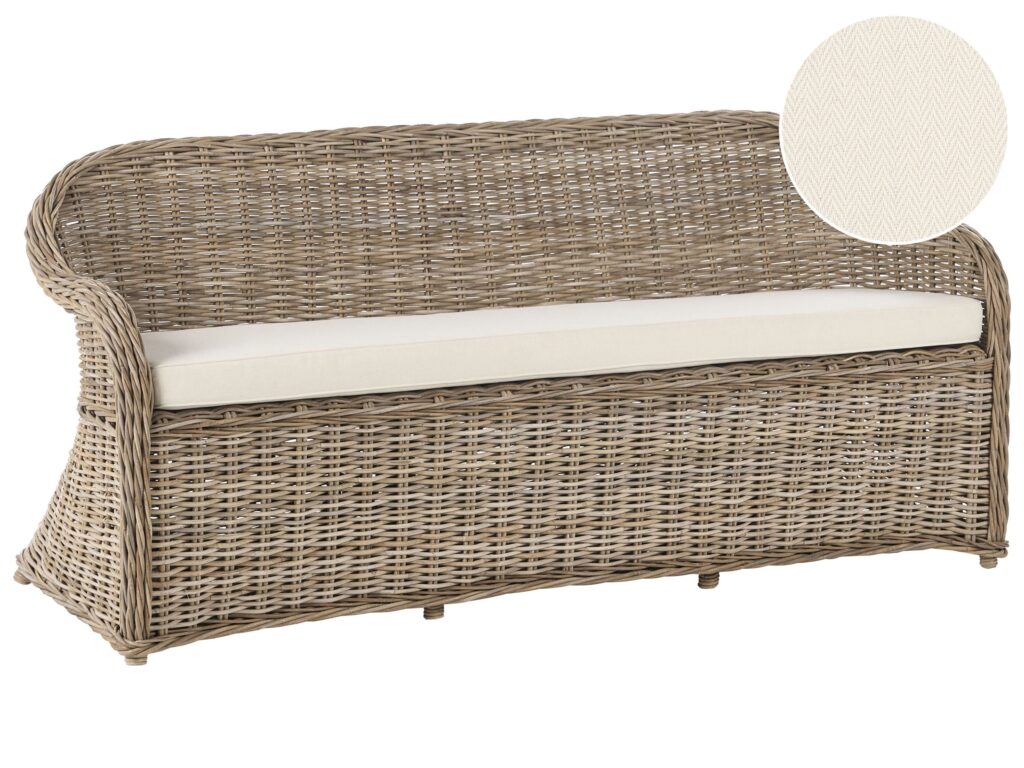Ławka ogrodowa z poduchą SUSUA 189 cm Rattan Naturalny